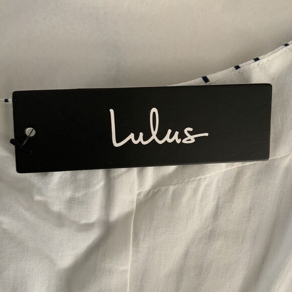 Lulu’s Dress Navy White Stripe Mini Spaghetti Strap L - Picture 9 of 10